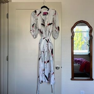 Heidi merrick mason dress white flamingo print L